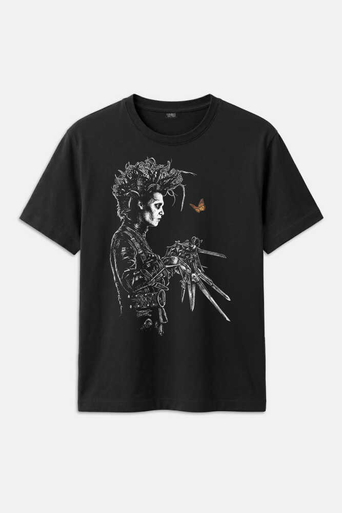 Makas Eller Edward Tim Burton Sinema Movie Johnny Depp Film Baskılı Unisex Regular Fit Siyah Tişört