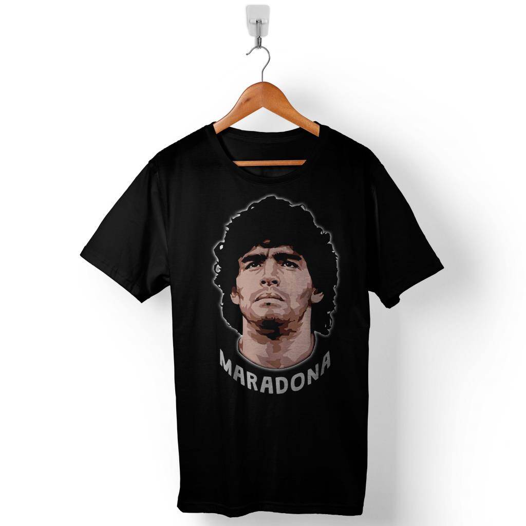Diego Armando Maradona Renkli Portre Baskılı Tişört Unisex - 1