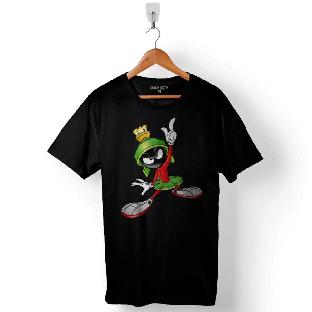Marvin The Martian Logo Marslı Marvin Baskılı Tişört Unisex