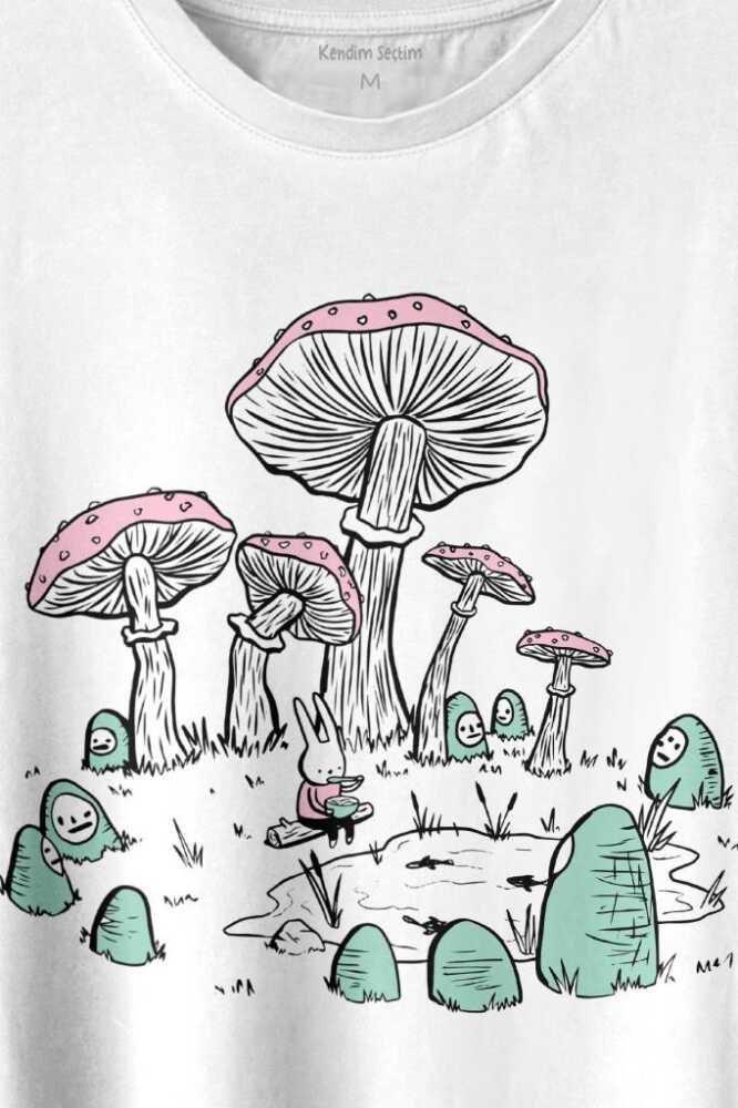 Mushroom Forest Mantar Orman Outdoor Retro Baskılı Tişört Unisex (1)
