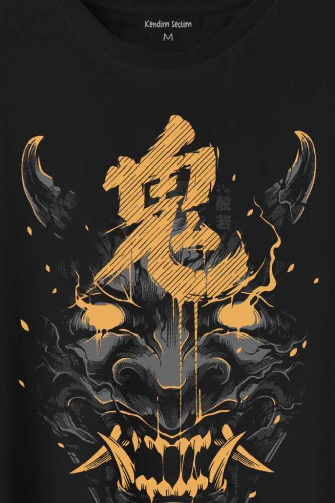 Mask Hannya Demon Maske Japonca Japanese Baskılı Tişört Unisex (1)