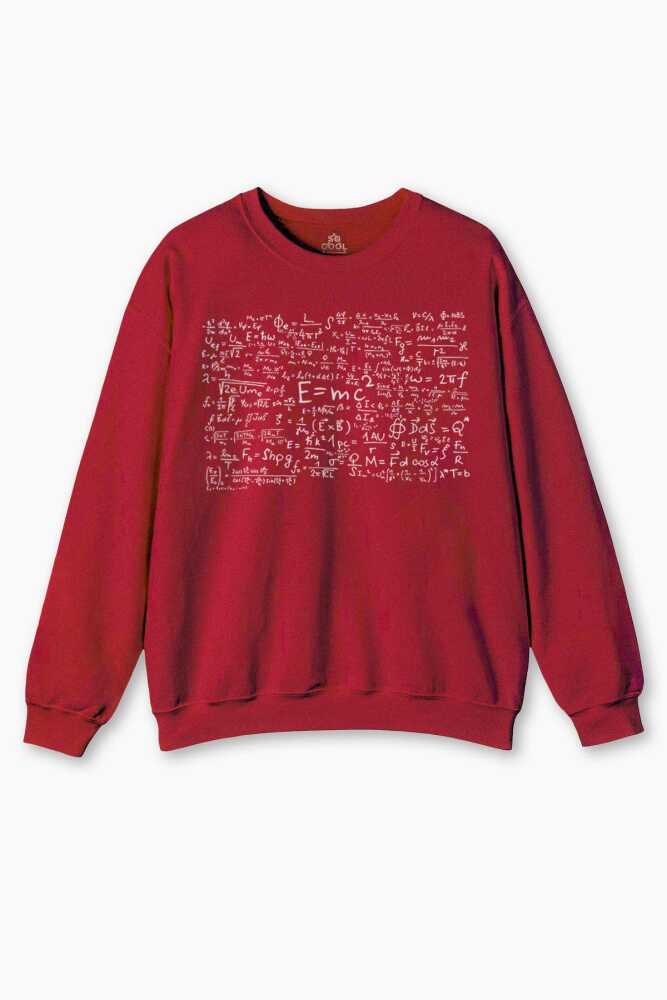 Matematik Geometri E=mc2 Problem Denklem Bilim Fizik Baskılı Sweatshirt