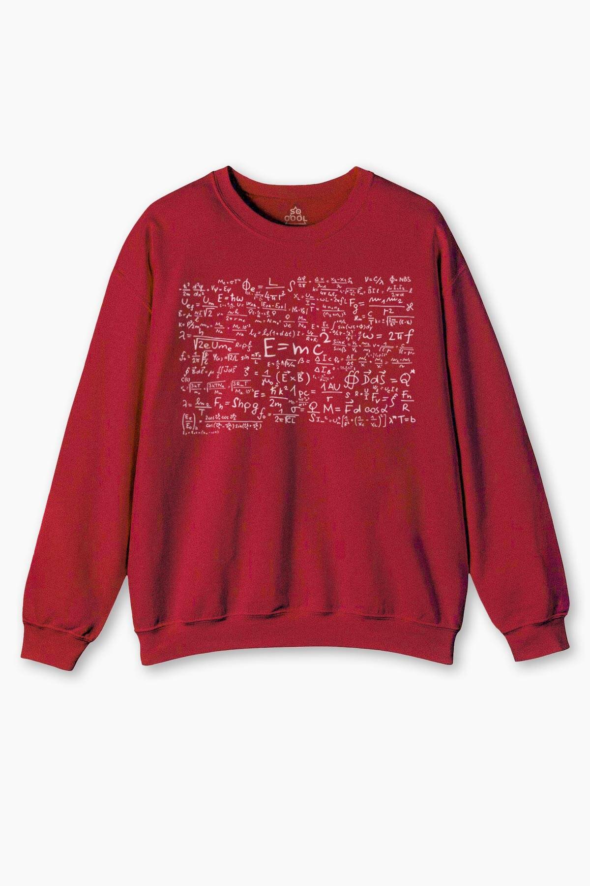 Matematik Geometri E=mc2 Problem Denklem Bilim Fizik Baskılı Sweatshirt