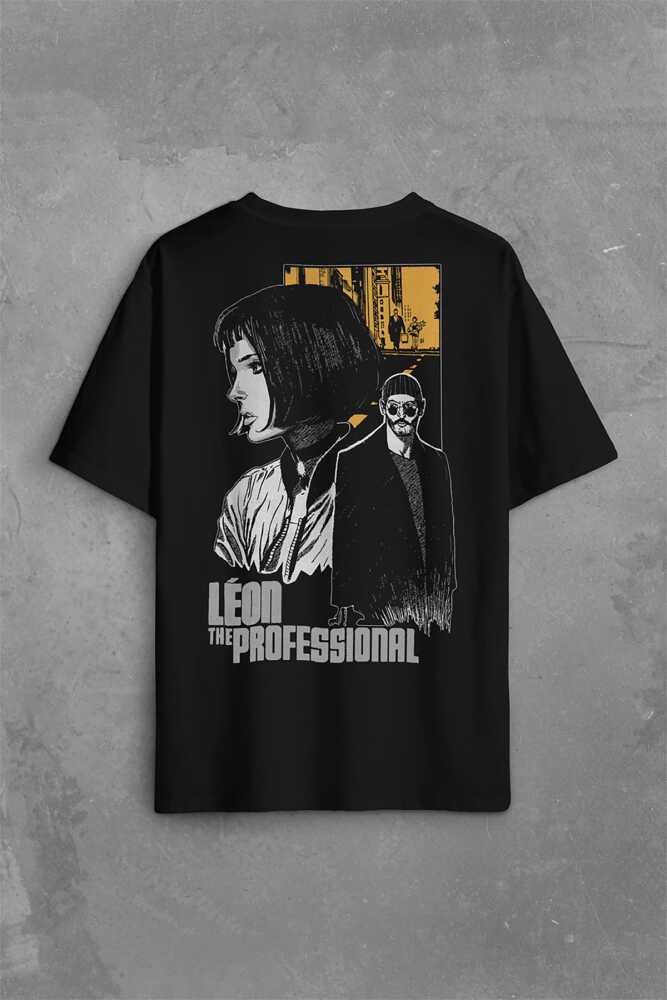 Mathilda Leon The Professional Sevginin Gücü Sırt Ön Baskılı Siyah Oversize Tişört Unisex (1)
