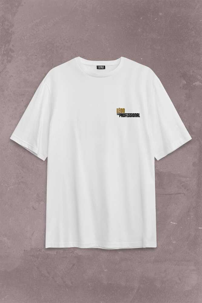 Mathilda Leon The Professional Sevginin Gücü Sırt Ön Baskılı Beyaz Oversize Tişört Unisex