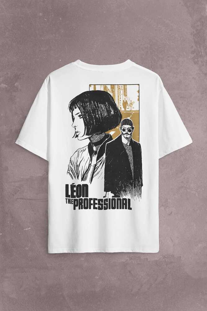Mathilda Leon The Professional Sevginin Gücü Sırt Ön Baskılı Beyaz Oversize Tişört Unisex (1)