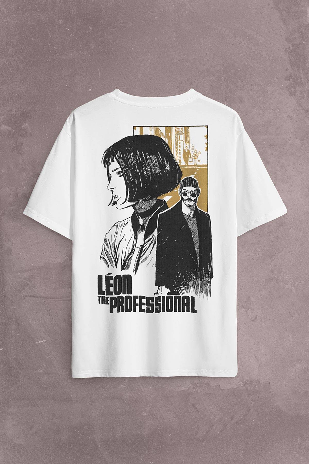 Mathilda Leon The Professional Sevginin Gücü Sırt Ön Baskılı Beyaz Oversize Tişört Unisex (1)