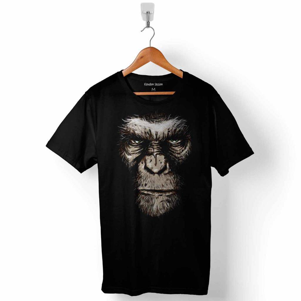 Maymunlar Cehennemi Caesar Renkli Portre Evrim Evolution Maymun War Planet Apes Baskılı Tişört Unisex