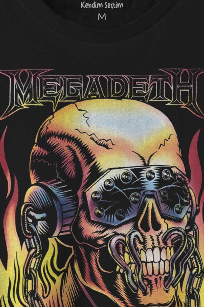 Megadeth Skull Rengareng Baskılı Tişört Unisex (1)