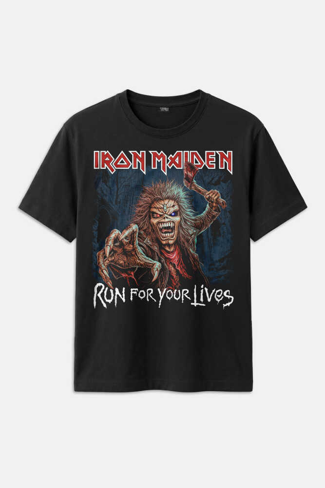 Metal Music Iron Maiden Guitar Gitar Skull Siyah Regular Fit Tişört - 1