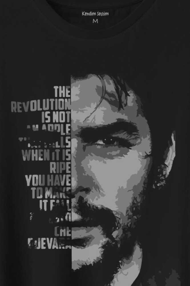 Metal Poster Ernesto Che Guevara Half Face Yarım Yüz Baskılı Tişört Unisex (1)