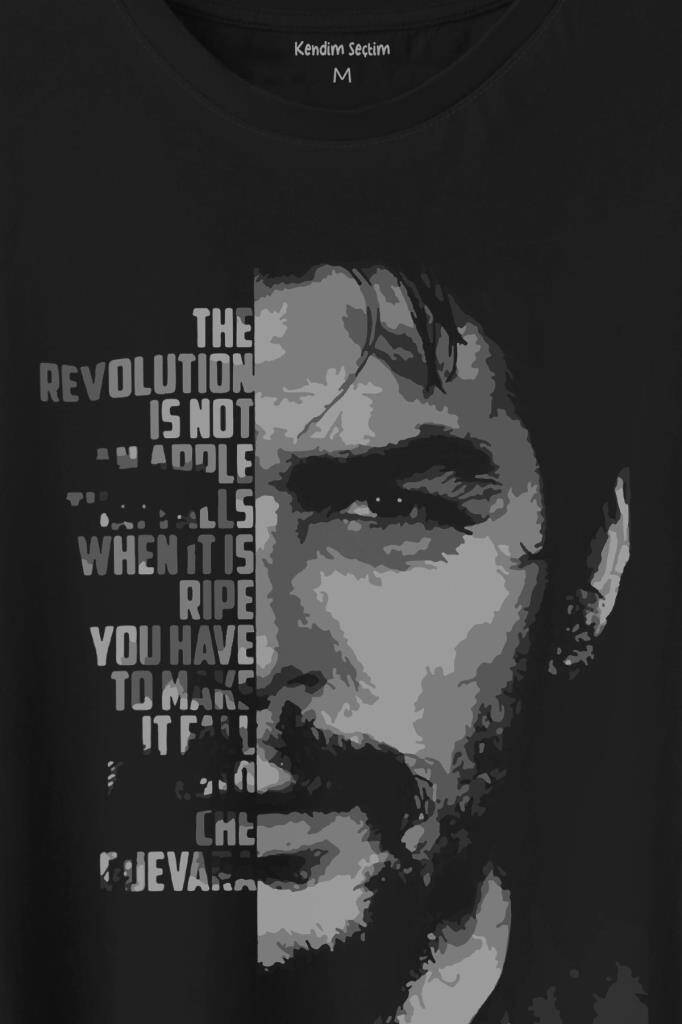 Metal Poster Ernesto Che Guevara Half Face Yarım Yüz Baskılı Tişört Unisex (1)