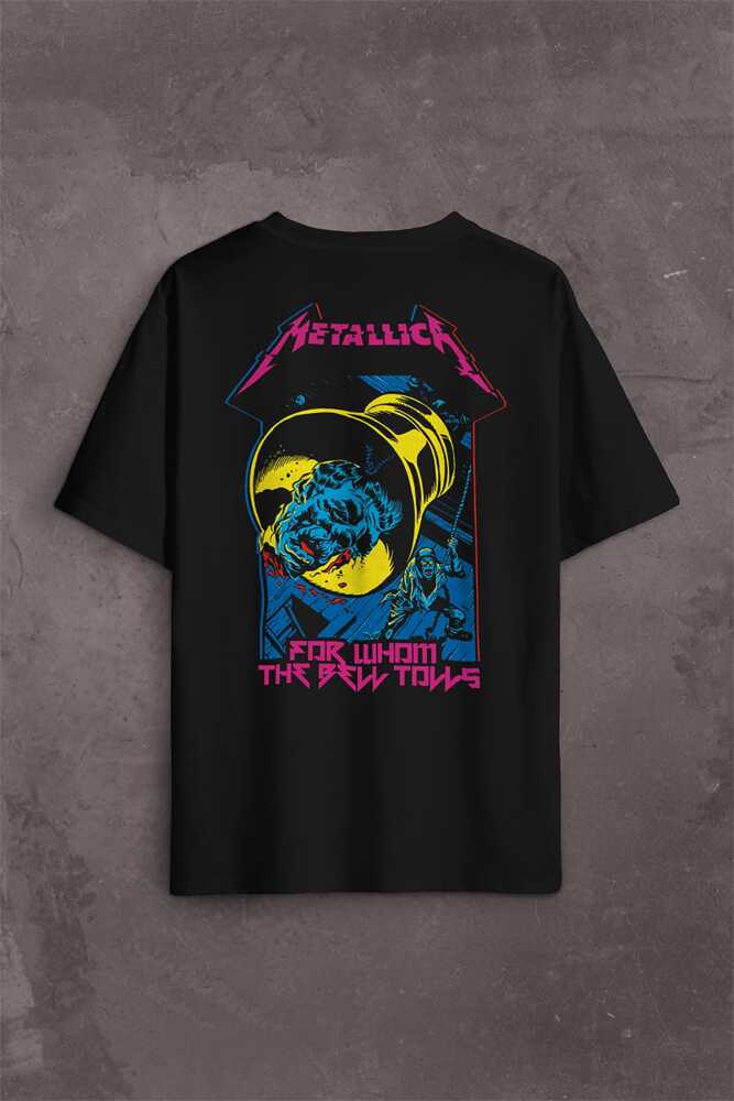 Metallica For Whom The Bell Tolls New Yeni Rock Metal Müzik Sırt Ön Baskılı Oversize Tişört Unisex T-Shirt
