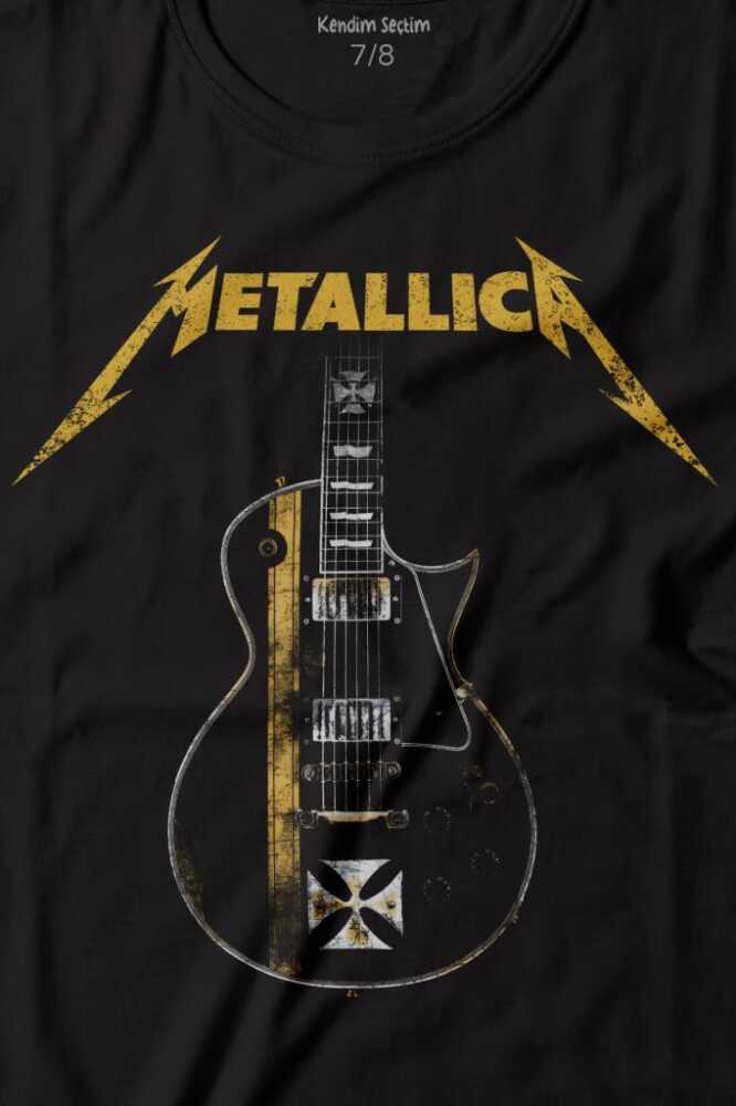 Metallica Iron Cross Gitar Baskılı Çocuk Tişört (1)