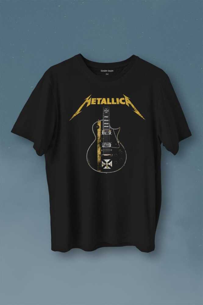 Metallica Iron Cross Gitar Baskılı Tişört Unisex
