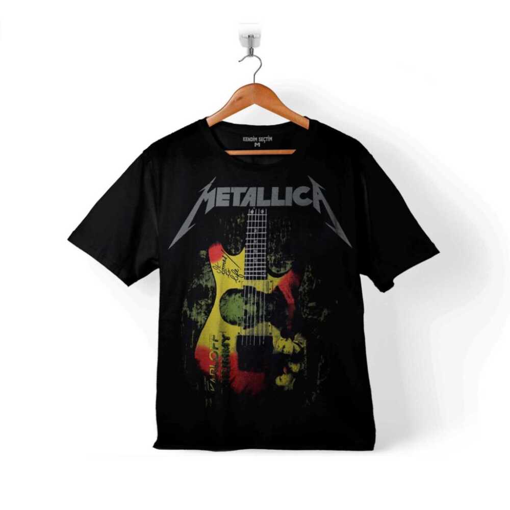 Metallica Kirk Karloff Mummy Guitar Rock Gitar Çocuk Tişört Siyah