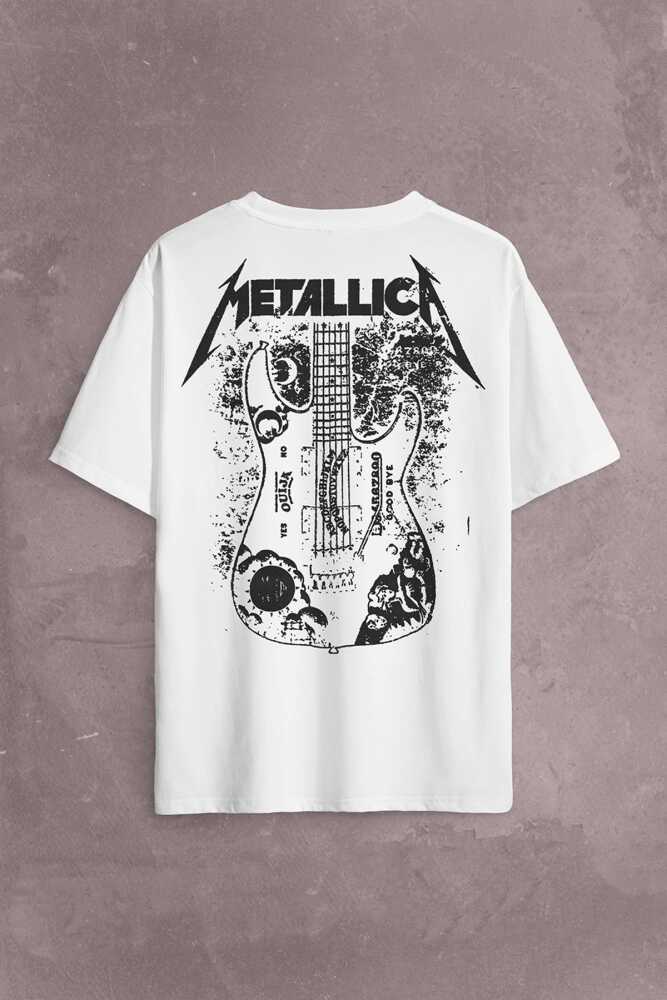 Metallica Kirk Ouija Board Guitar Rock Gitar Sırt Ön Baskılı Oversize Tişört Unisex T-Shirt OVR12B1496 (1)