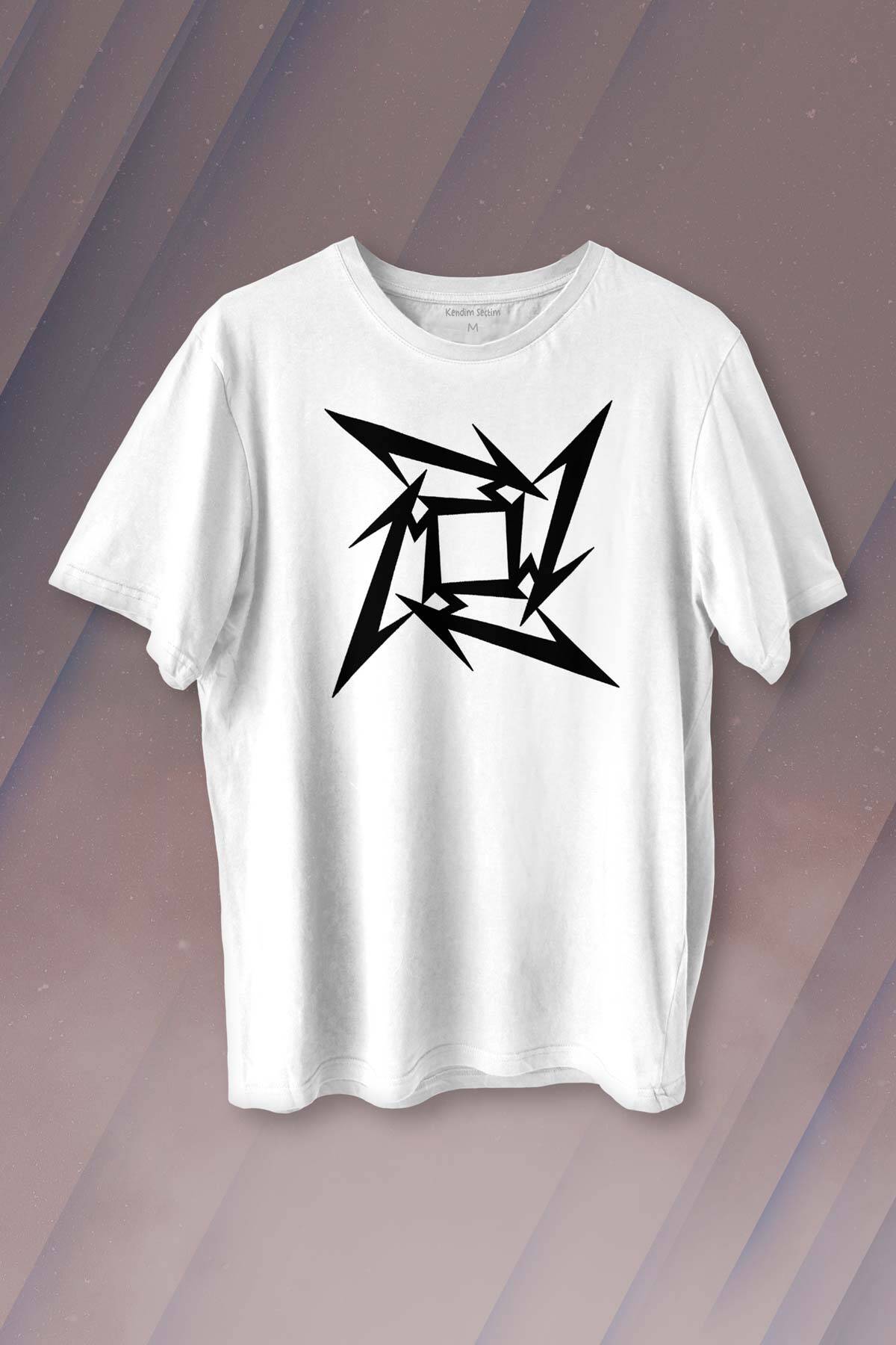 Metallica Logo Metal Baskılı Tişört Unisex T-shirt - 1