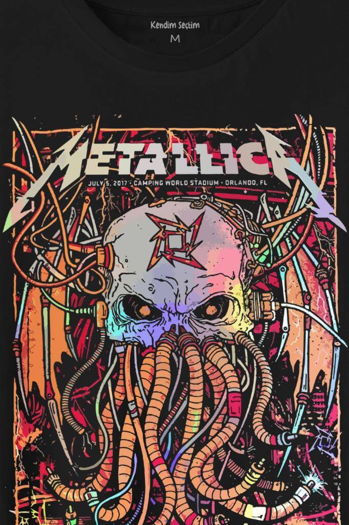 Metallica Music Poster Rock Metal Baskılı Tişört Unisex T-Shirt (1)