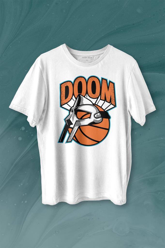 Mf Doom Basketbol Hip Hop Maske Baskılı Tişört Unisex