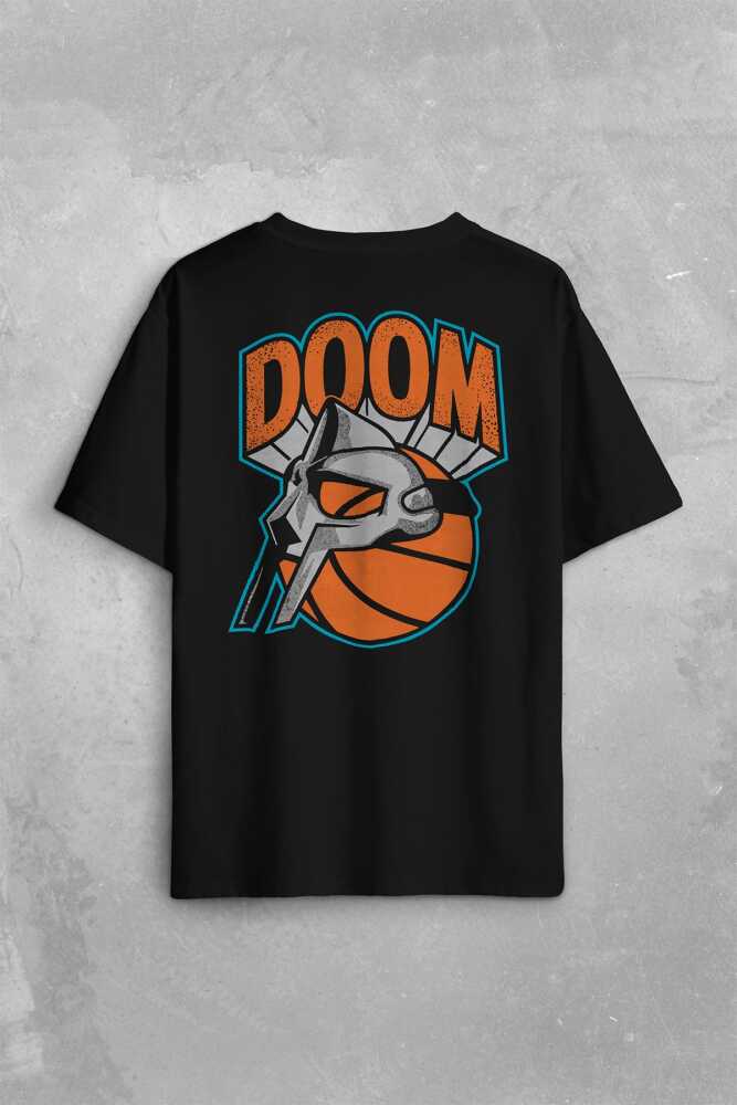 Mf Doom Basketbol Hip Hop Maske Sırt Ön Baskılı Oversize Tişört Unisex