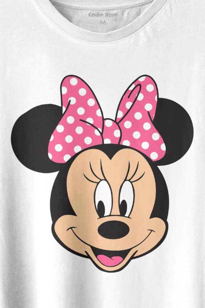Mickey Minnie Mouse Çocuk Kız Baskılı Beyaz Tişört Unisex (1)