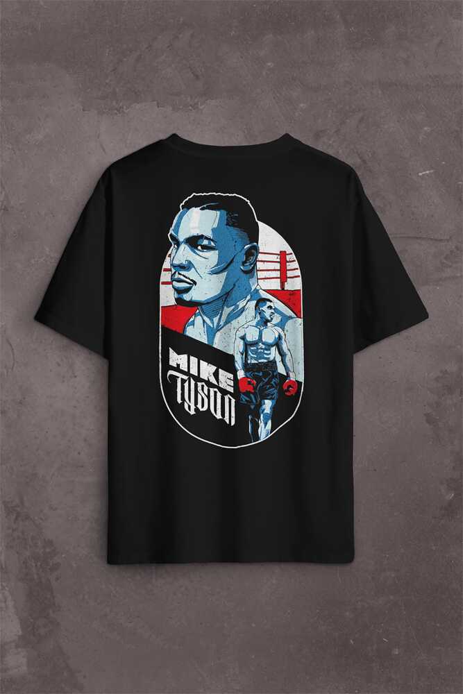 Mike Tyson Boks Box Spor Kral Ring Sırt Ön Baskılı Siyah Oversize Tişört Unisex