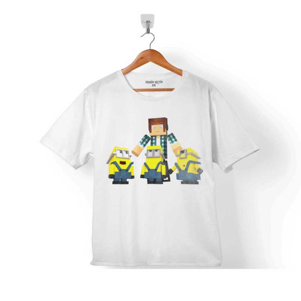Minecraft Minions Minyonlar Minioncraft Çocuk Tişört Beyaz