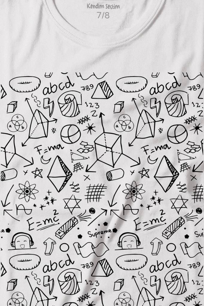 Minimal Drawing Çizim Geometrik Baskılı Çocuk Tişört (1)