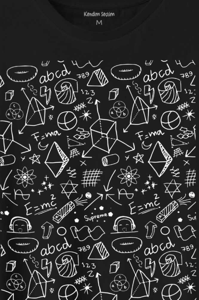 Minimal Drawing Çizim Geometrik Baskılı Siyah Tişört Unisex (1)