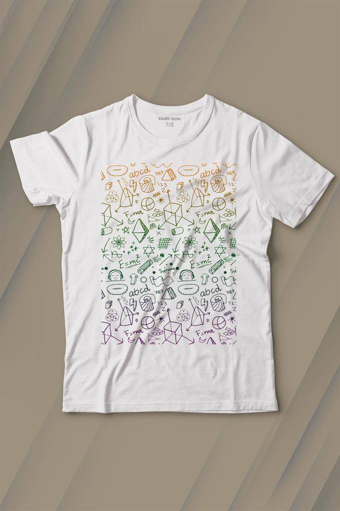 Minimal Drawing Çizim Geometrik Renk Baskılı Çocuk Tişört