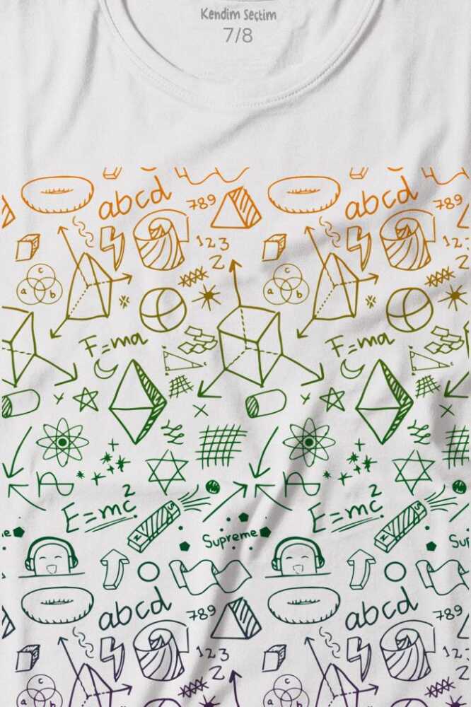 Minimal Drawing Çizim Geometrik Renk Baskılı Çocuk Tişört (1)