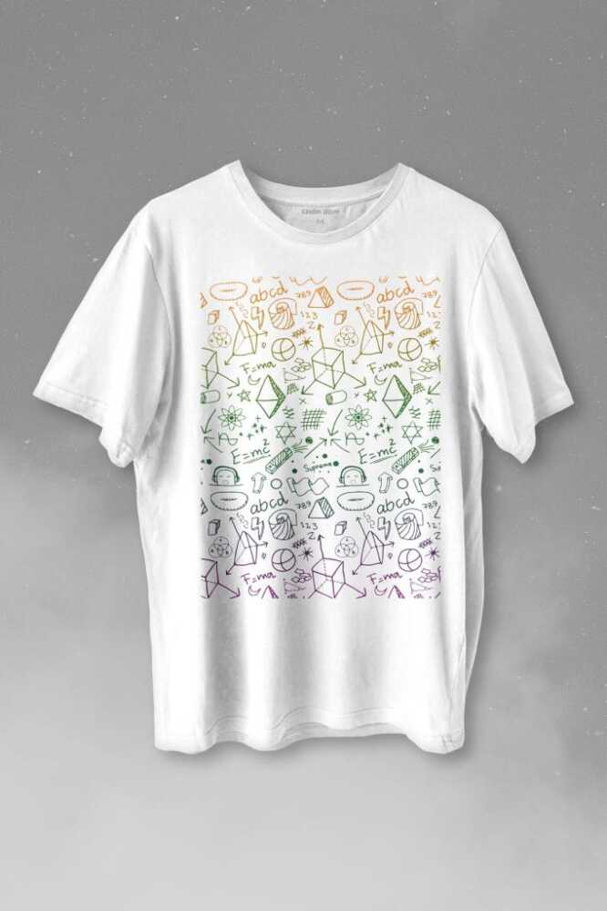 Minimal Drawing Çizim Geometrik Renk Baskılı Tişört Unisex - 1