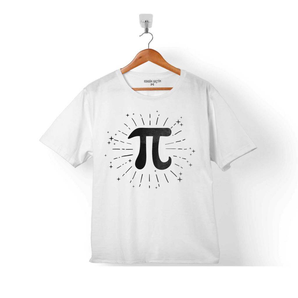 Minimal Işıltı Pi Sayısı Beyaz Çocuk Tişört - 1