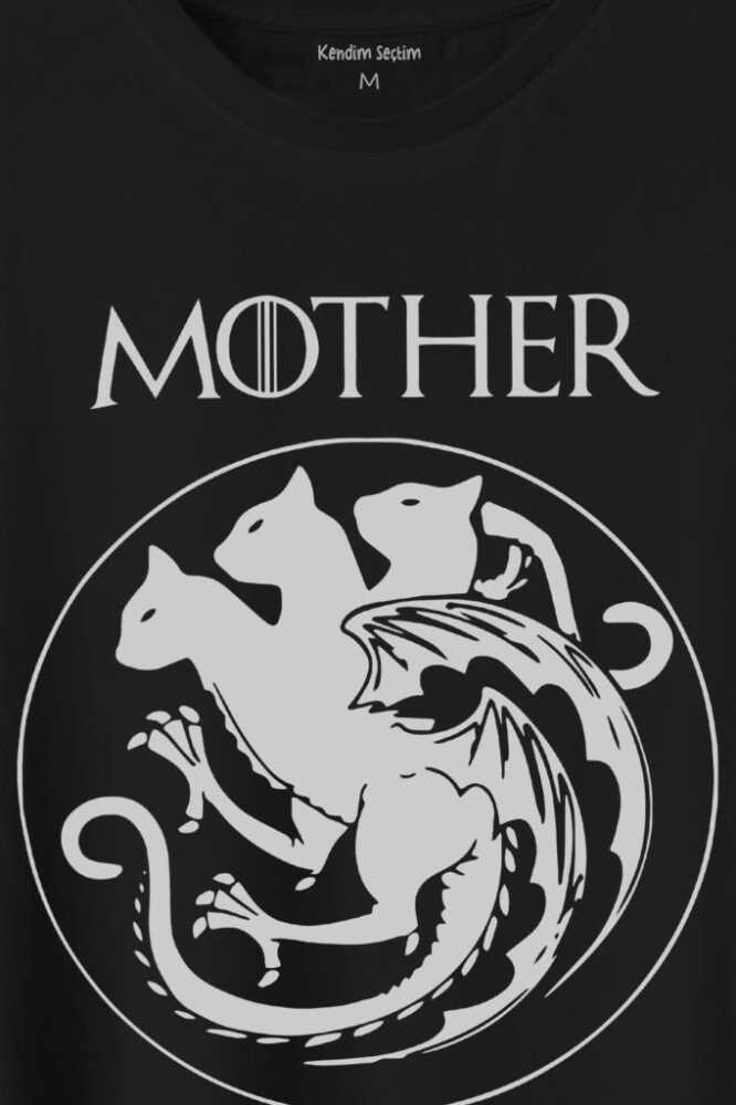 Kedi Annesi Mother Of Cats Mom Hayvansever Veteriner Mommy Baskılı Siyah Tişört Unisex (1)