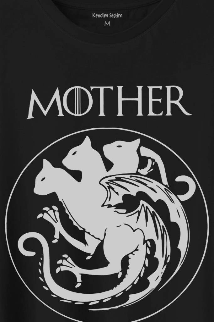 Kedi Annesi Mother Of Cats Mom Hayvansever Veteriner Mommy Baskılı Siyah Tişört Unisex (1)