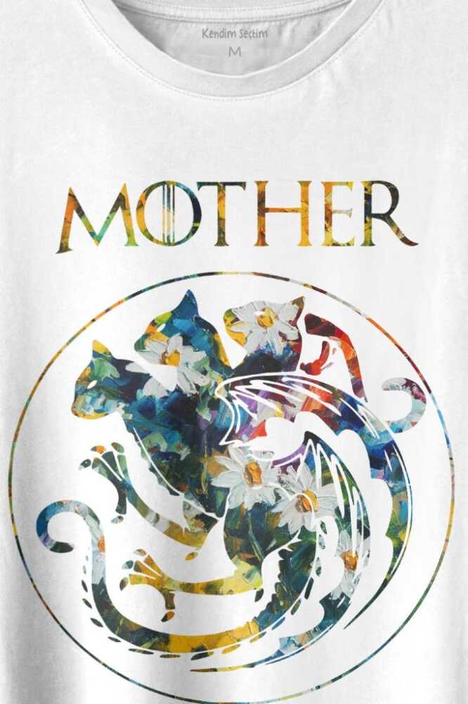 Mother Of Cats Mom Kedi Annesi Hayvansever Veteriner Mommy Baskılı Beyaz Tişört Unisex (1)
