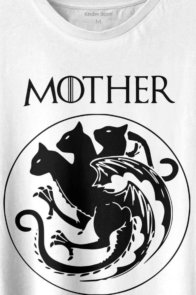 Kedi Annesi Mother Of Cats Mom Hayvansever Veteriner Mommy Baskılı Beyaz Tişört Unisex (1)