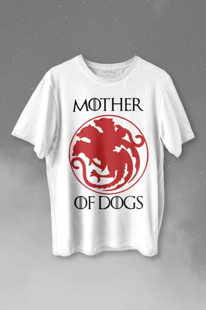 Mother Of Dogs Hayvansever Köpek Annesi Baskılı Beyaz Tişört Unisex