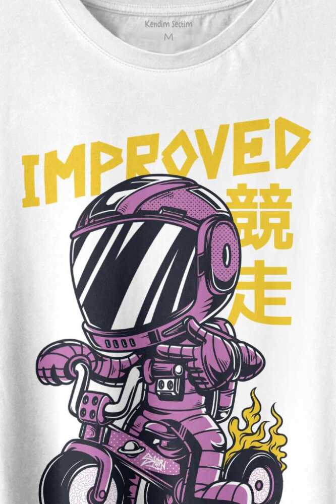 Motor Bike Kide Motocross Improved Japanese Japonca Baskılı Beyaz Tişört Unisex (1)