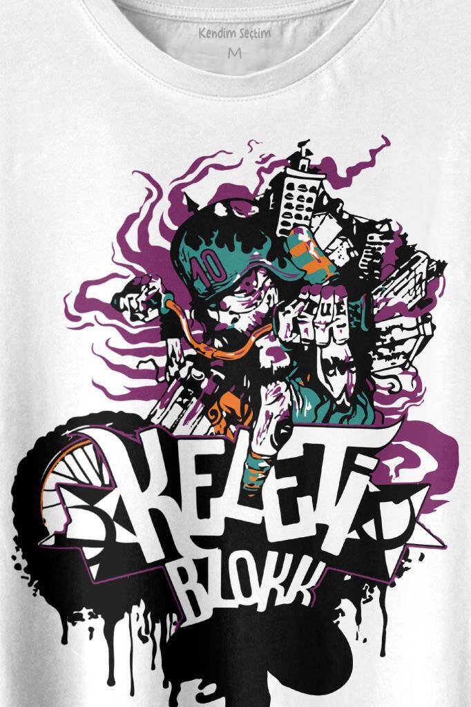 Motorcycle Motor Ride Skull Kuru Kafa Baskılı Tişört Unisex (1)