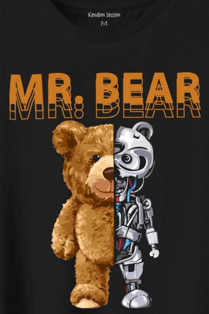 Mr Bear Robotic Ayı Urban Streetwear Sokak Baskılı Tişört Unisex (1)