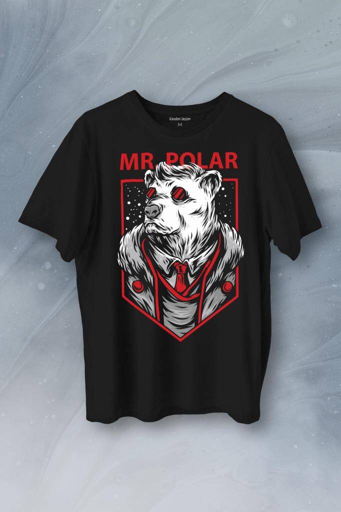 Mr Polar Kutup Ayısı Animal Baskılı Tişört Unisex