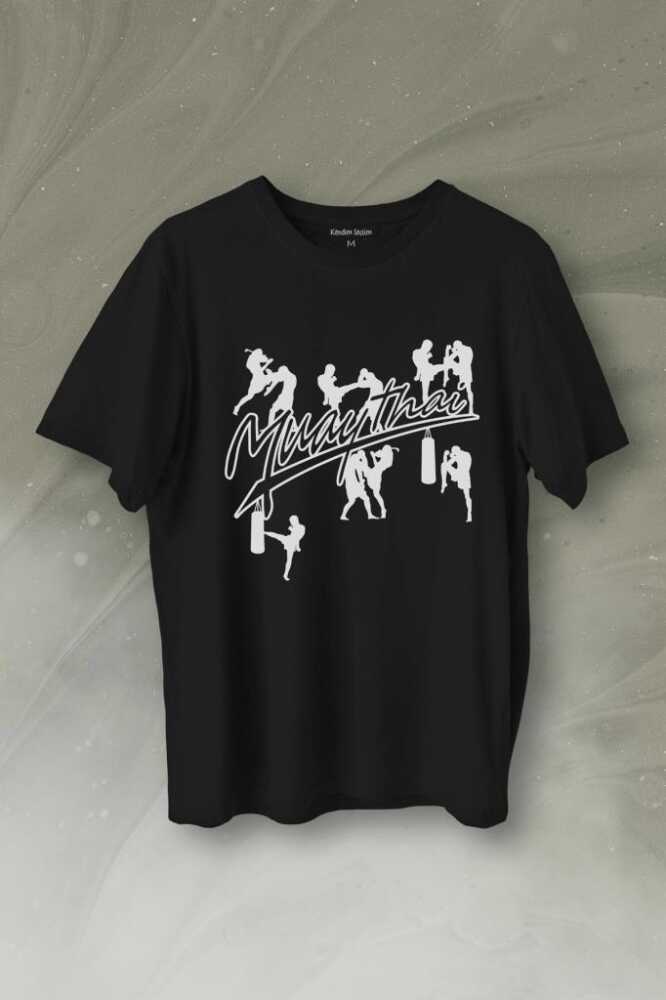 Muay Thai Muaythai Dövüş Uzak Doğu Sanatı Fight Baskılı Siyah Tişört Unisex