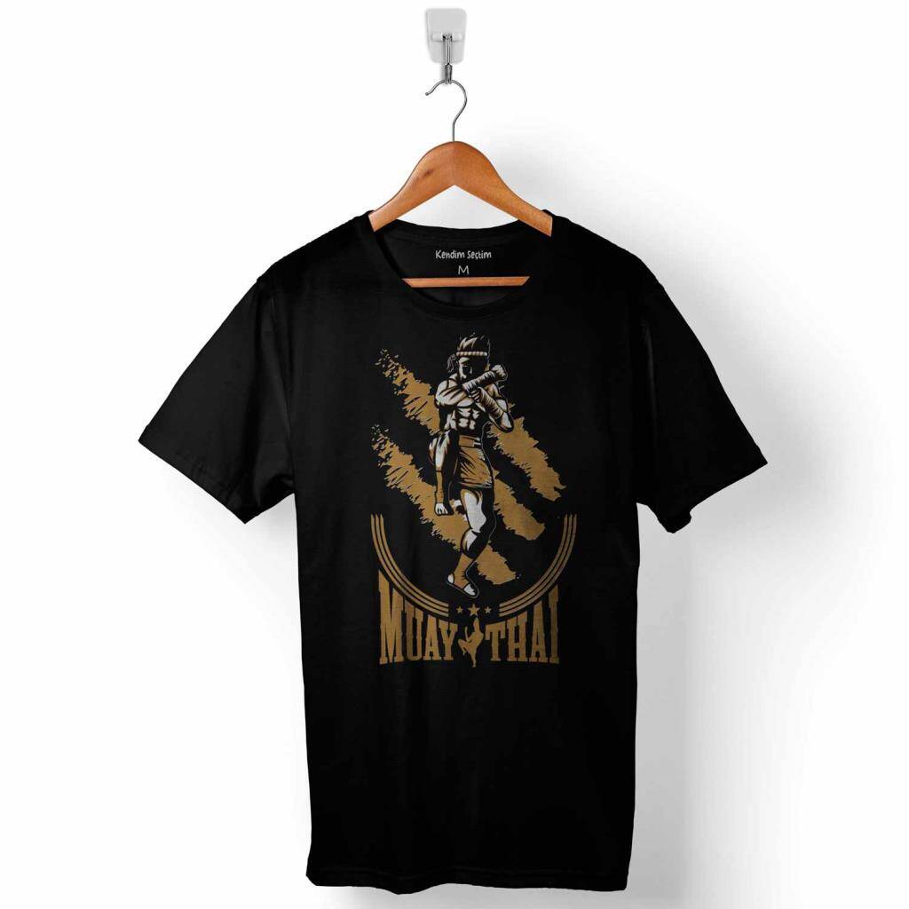 Muay Thai MuayThai Kick Boks Boxing Uzak Doğu Altın Dövüşçü Baskılı Tişört Unisex
