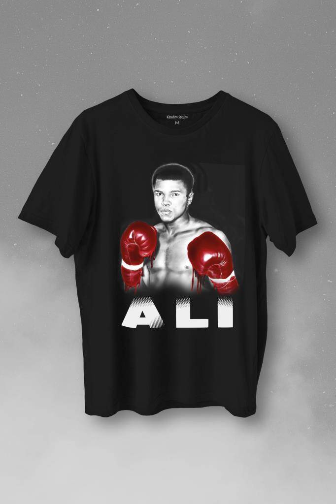 Muhammed Ali Portre Boks Champion Boxing Baskılı Tişört Unisex