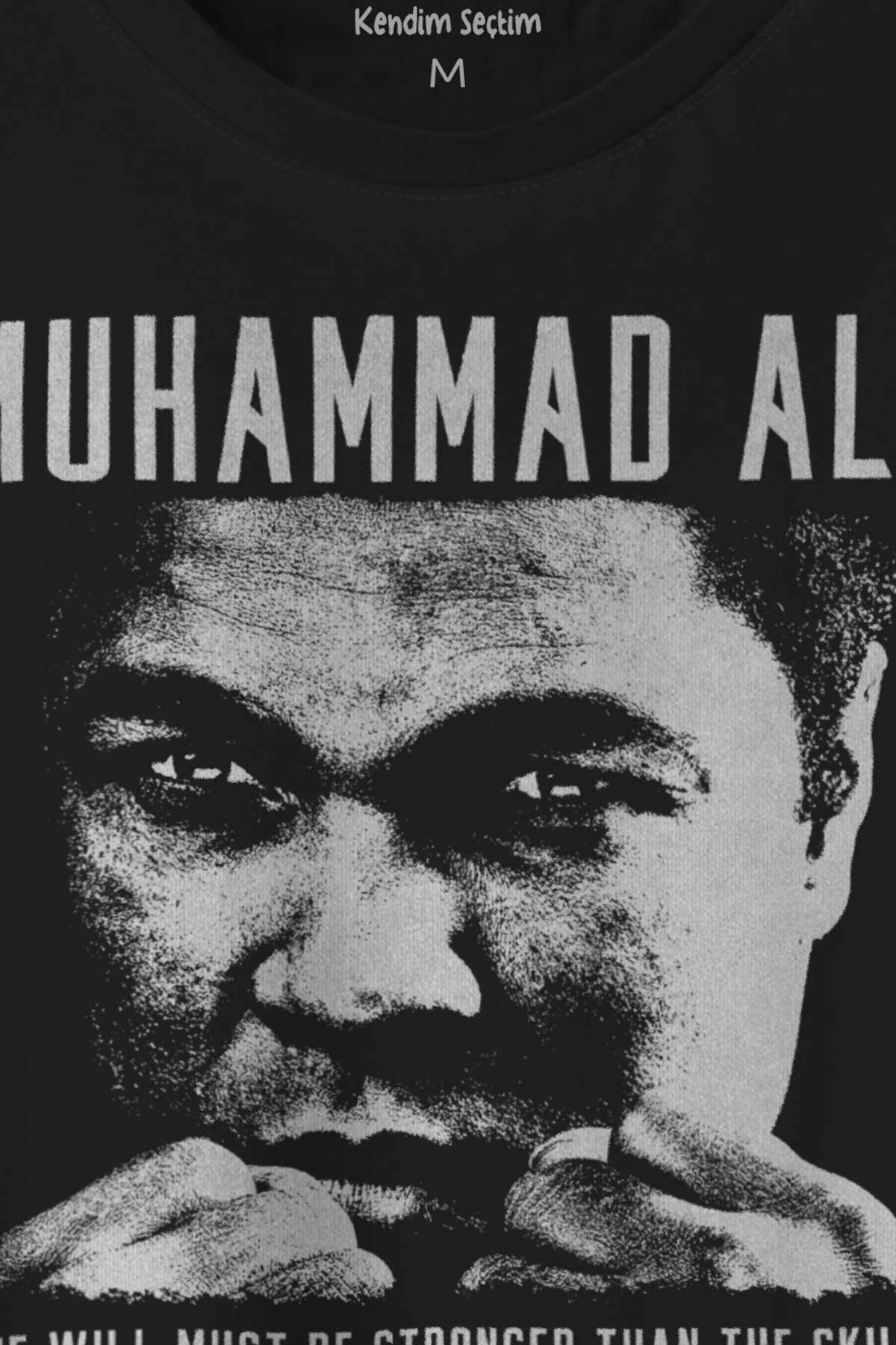 Muhammed Ali Box The Will Must Be Stronger Than The Skill Baskılı Tişört Unisex (1)