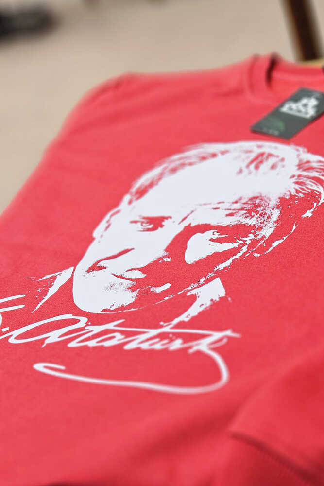 Mustafa Kemal Atatürk İmzası 29 Ekim Cumhuriyet  İmza 10 Kasım Baskılı Sweatshirt Kırmızı Sweat - 3