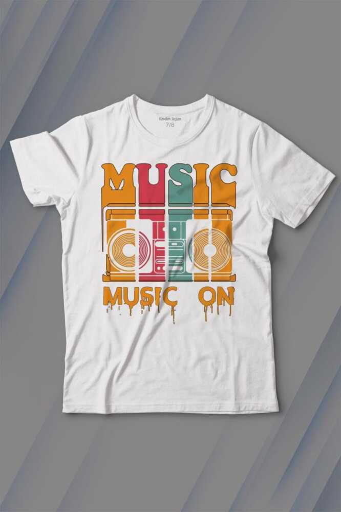 Müzik Music On Kaset Teyp Baskılı Çocuk Tişört