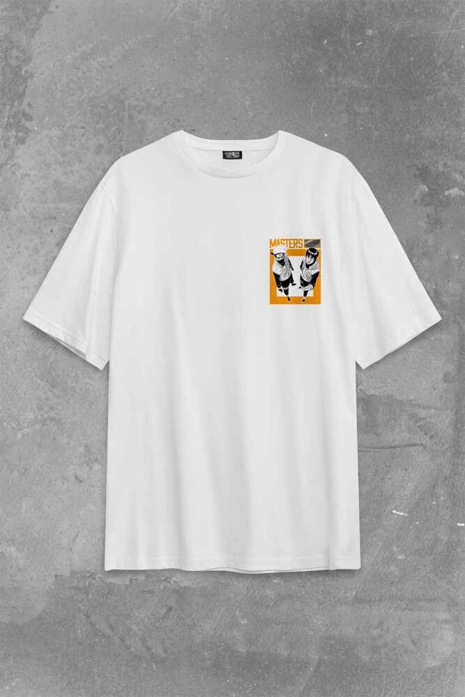 Naruto Kakashi Masters Anime Dizi Ustalar Japonca Sırt Ön Baskılı Oversize Tişört Unisex T-Shirt (1)